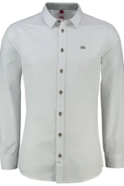 SPIETH & WENSKY Hemd Flachbach weiss/grün Slim Fit Langarm