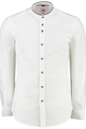 SPIETH & WENSKY Hemd Hof weiss/braun einfarbig Slim Fit