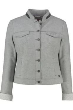 SPIETH & WENSKY Jacke grau mit Hirschgeweih-Applikation