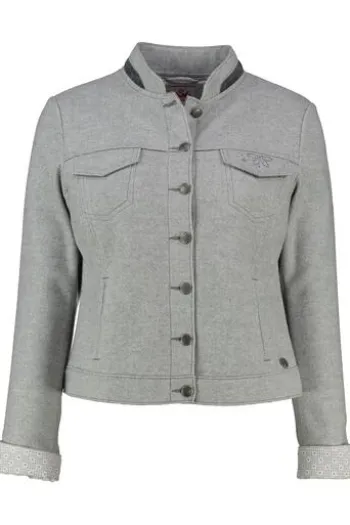 SPIETH & WENSKY Jacke grau mit Hirschgeweih-Applikation