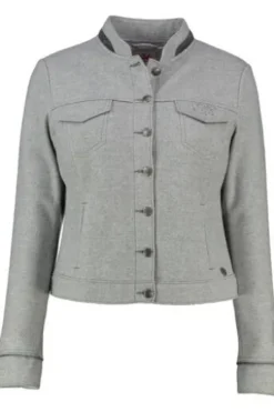 SPIETH & WENSKY Jacke grau mit Hirschgeweih-Applikation