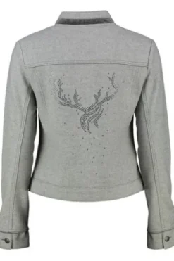 SPIETH & WENSKY Jacke grau mit Hirschgeweih-Applikation
