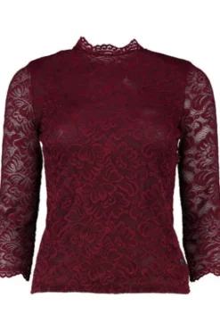 SPIETH & WENSKY Spitzenshirt Amberg bordeaux 3/4-Arm in edler Optik