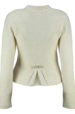 SPIETH & WENSKY Strickjacke Malta wollweiss mit edlen Samtabsetzungen