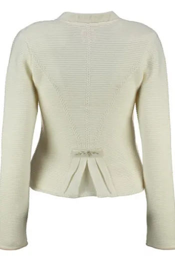SPIETH & WENSKY Strickjacke Malta wollweiss mit edlen Samtabsetzungen