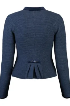 SPIETH & WENSKY Strickjacke Malta jeansblau mit edlen Samtabsetzungen