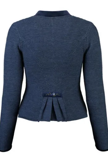 SPIETH & WENSKY Strickjacke Malta jeansblau mit edlen Samtabsetzungen