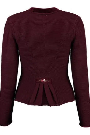 SPIETH & WENSKY Strickjacke Malta bordeaux mit edler Samtpaspelierung