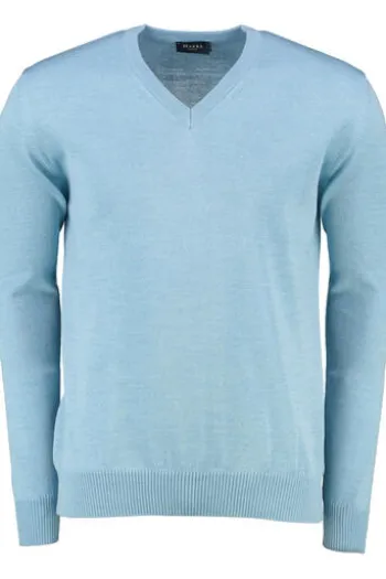 V-Ausschnitt Pullover ocean aqua einfarbig