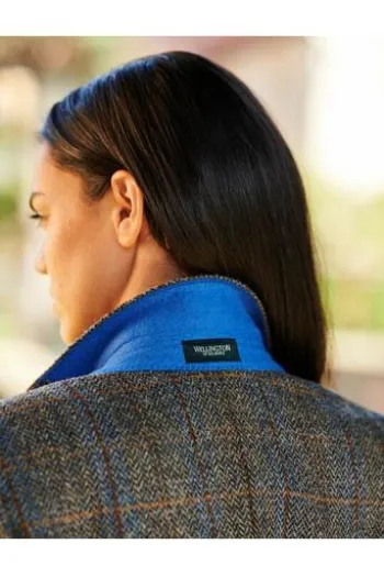 WELLINGTON OF BILMORE Harris-Tweed-Blazer Carola green blue herringbone kariert