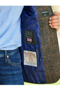 WELLINGTON OF BILMORE Harris-Tweed-Blazer Carola green blue herringbone kariert