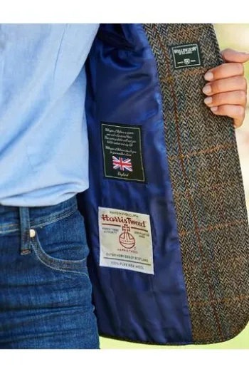 WELLINGTON OF BILMORE Harris-Tweed-Blazer Carola green blue herringbone kariert
