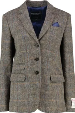 WELLINGTON OF BILMORE Harris-Tweed-Blazer Carola green blue herringbone kariert