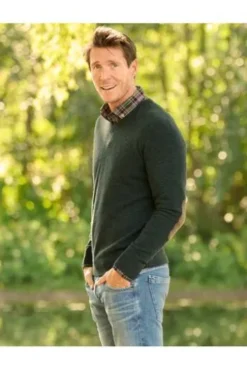 WELLINGTON OF BILMORE Lambswool V-Ausschnitt Pullover Jack forrest green