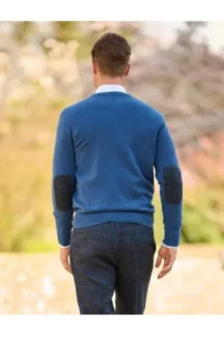 WELLINGTON OF BILMORE Lambswool V-Ausschnitt Pullover Jack denim blue