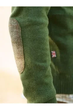 WELLINGTON OF BILMORE Lambswool V-Ausschnitt Pullover Jack racing green