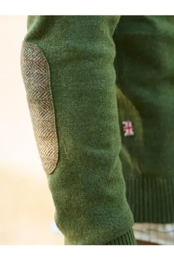 WELLINGTON OF BILMORE Lambswool V-Ausschnitt Pullover Jack racing green