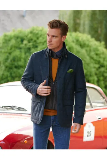 WELLINGTON OF BILMORE Tweed Jacke Austria blue herringbone