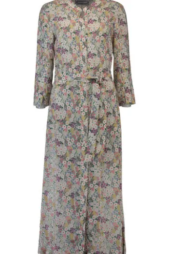 WHITE LABEL Kleid 3/4 Arm mit Blumenmuster beige