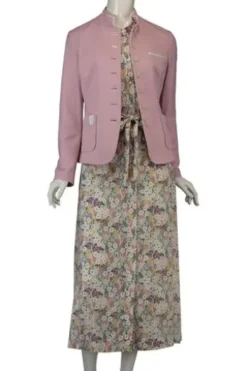 WHITE LABEL Kleid 3/4 Arm mit Blumenmuster beige