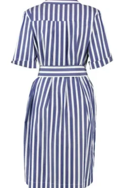 WHITE LABEL Kleid Blau-weiß gestreift Kurzarm