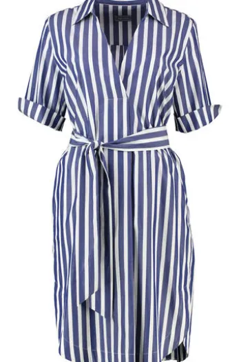 WHITE LABEL Kleid Blau-weiß gestreift Kurzarm