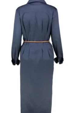 WHITE LABEL Kleid marine in edler Baumwoll-Satin Stretch Qualität